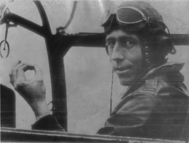 Maj. James H. Howard in cockpit